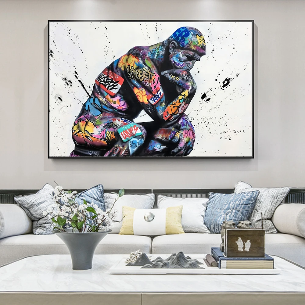Thinker Man Graffiti Art Paintings on the Wall Art Posters and Prints Portrait of Think Canvas Pictures For Living Room Cuadros
Thinker Man Graffiti Art Paintings on the Wall Art Posters and Prints Portrait of Think Canvas Pictures For Living Room Cuadros