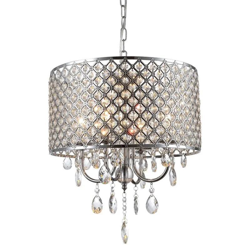 

Современная круглая Подвесная лампа с кристаллами и бусинами, 40 см, хром и кристаллом, светильник ильника, E14, подвесная люстра для гостиной, ...