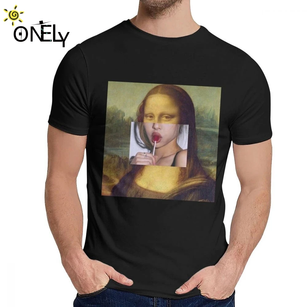 

Smile Mona Lisa Sugar Tee Shirt Fashion Crewneck Picture Custom Man 100% Cotton Big Size Camiseta