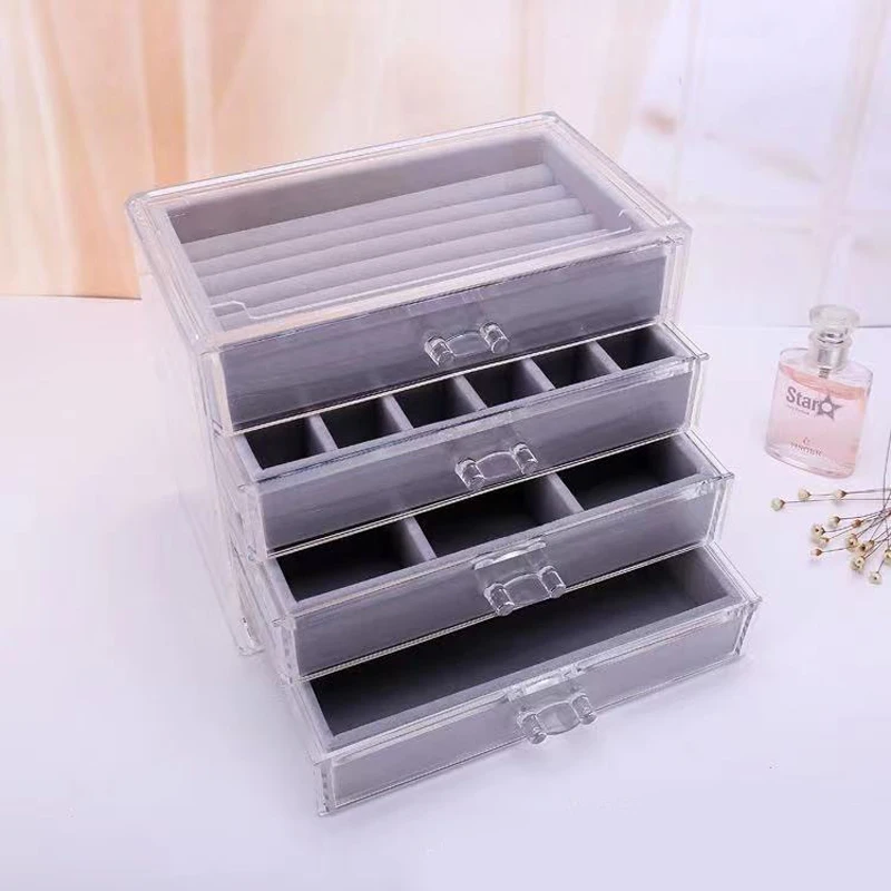 Acrylic Jewelry Organizer Transparent Plastic Box Exhibition for Women with 3 to 4 Drawers Ring Necklace Bracelet Storage Box
Acrylic Jewelry Organizer Transparent Plastic Box Exhibition for Women with 3 to 4 Drawers Ring Necklace Bracelet Storage Box