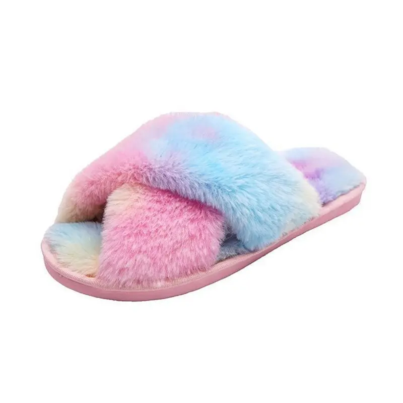 Women Winter Fluffy Slippers Flat Shoes Warm Multicolored Faux Fur Indoor Slippers Cross Plush Slides Open Toe Female Slippers
Women Winter Fluffy Slippers Flat Shoes Warm Multicolored Faux Fur Indoor Slippers Cross Plush Slides Open Toe Female Slippers