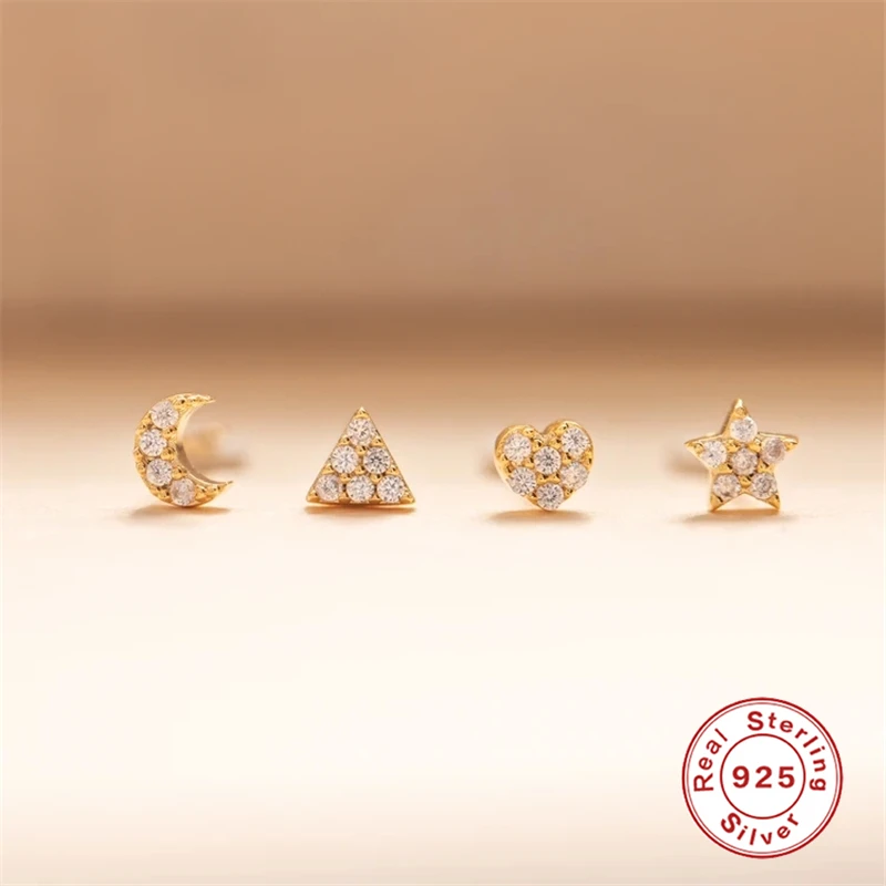 Aide 4pcs/Set Cute Star Moon 925 Sterling Silver Ear Stud Earrings for Women Geometric Cubic Zircon Piercing Earings Jewelry
Aide 4pcs/Set Cute Star Moon 925 Sterling Silver Ear Stud Earrings for Women Geometric Cubic Zircon Piercing Earings Jewelry
