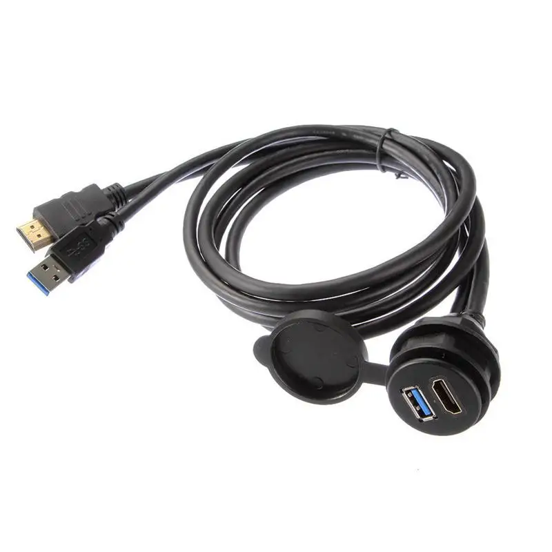 AABB-New USB 3.0 HDMI Extension Flush Dash Panel Mount Cable For Car Boat Motorcycle | Электроника