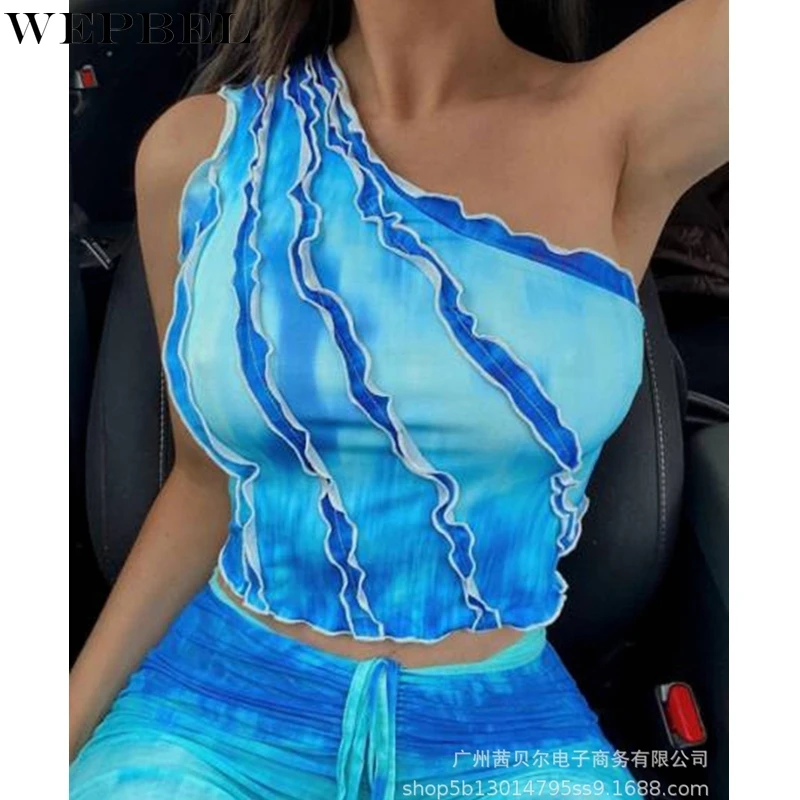 WEPBEL Sexy One Shoulder Vest Women's Casual Ruffled Slim Fit Patchwork Vest Summer Sleeveless Gradient Color Vest
WEPBEL Sexy One Shoulder Vest Women's Casual Ruffled Slim Fit Patchwork Vest Summer Sleeveless Gradient Color Vest