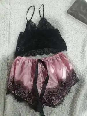 Women Two-piece Sexy Lingerie Set Summer Pajama Sets Sleeveless V-neck See-through Crop Tops + Lace Hem Shorts
Women Two-piece Sexy Lingerie Set Summer Pajama Sets Sleeveless V-neck See-through Crop Tops + Lace Hem Shorts