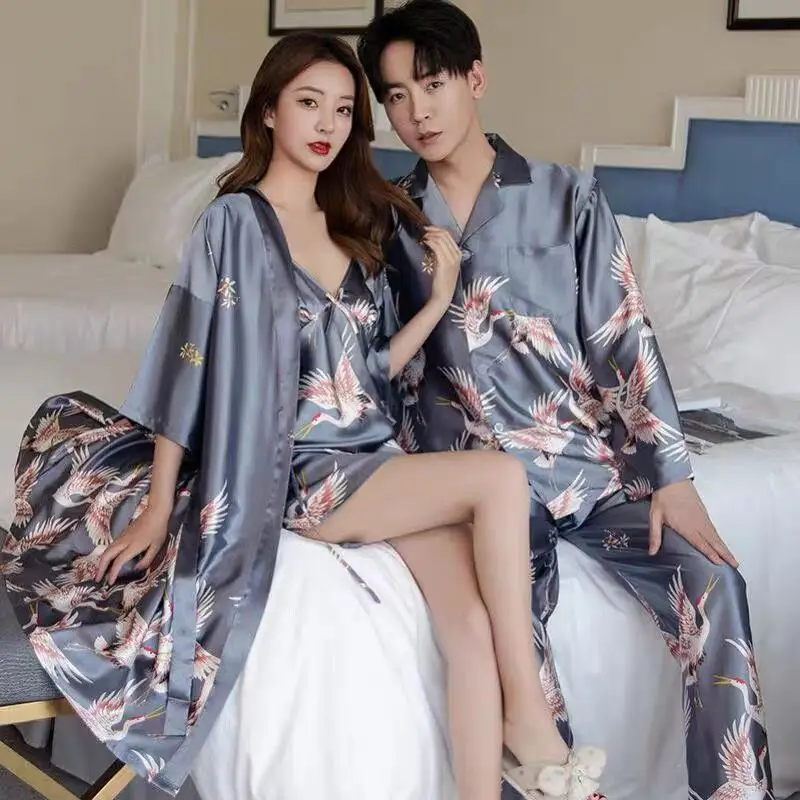 Men Spring Autumn Pajama Suit Satin Silk Male Couple Sexy Night Dressing Gown Home Plus Size Pajamas Set Lounge Lovers Sleepwear
Men Spring Autumn Pajama Suit Satin Silk Male Couple Sexy Night Dressing Gown Home Plus Size Pajamas Set Lounge Lovers Sleepwear