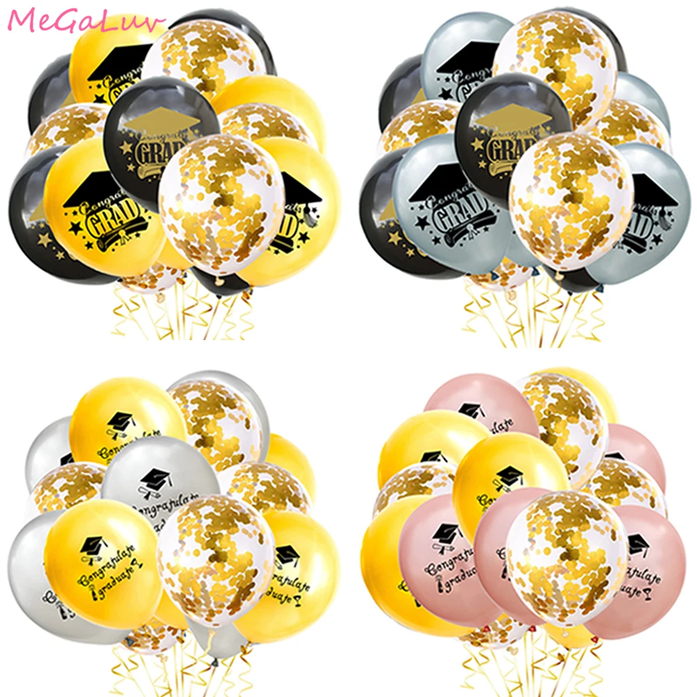 15pcs Graduation Balloons Gold Silver Black Latex Balloon Confetti Balloon Congratulation Grad Party Decoration Favors Supplies
15pcs Graduation Balloons Gold Silver Black Latex Balloon Confetti Balloon Congratulation Grad Party Decoration Favors Supplies