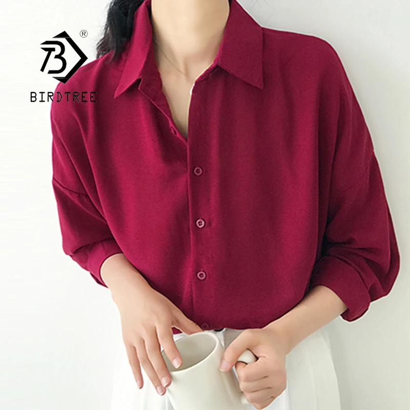 New Arrival Women Solid Turn-down Collar Chiffon Blouse Oversize Button Up Wine Red Shirt Korea Style Feminina Blusa T9O905F
New Arrival Women Solid Turn-down Collar Chiffon Blouse Oversize Button Up Wine Red Shirt Korea Style Feminina Blusa T9O905F