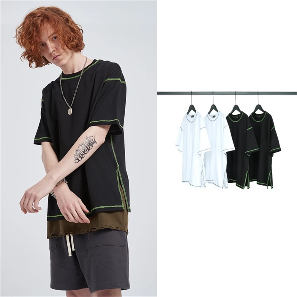 Men's Summer Personality Creative Split Loose Loose Oversized T-Shirt Fashion Street Hip Hop Pure Color Cotton Casual T-Shirt
Men's Summer Personality Creative Split Loose Loose Oversized T-Shirt Fashion Street Hip Hop Pure Color Cotton Casual T-Shirt