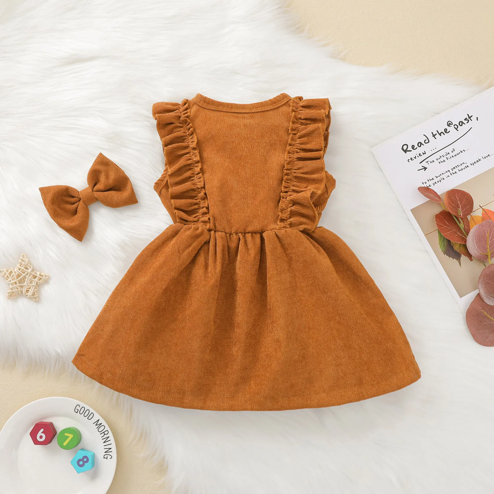 2021 New Spring 6M-5Y Baby Girl 2Pcs Set Corduroy Ruffled Sleeveless Single Breasted Dress+Bow Hairpin Children Clothes 4 Colors
2021 New Spring 6M-5Y Baby Girl 2Pcs Set Corduroy Ruffled Sleeveless Single Breasted Dress+Bow Hairpin Children Clothes 4 Colors