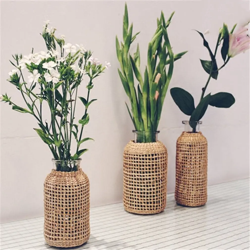 Natural Home Sturdy Handmade Rattan Flower Vase For Home Decoration Nordic Style Glass Vase Living Room Bathroom
Natural Home Sturdy Handmade Rattan Flower Vase For Home Decoration Nordic Style Glass Vase Living Room Bathroom
