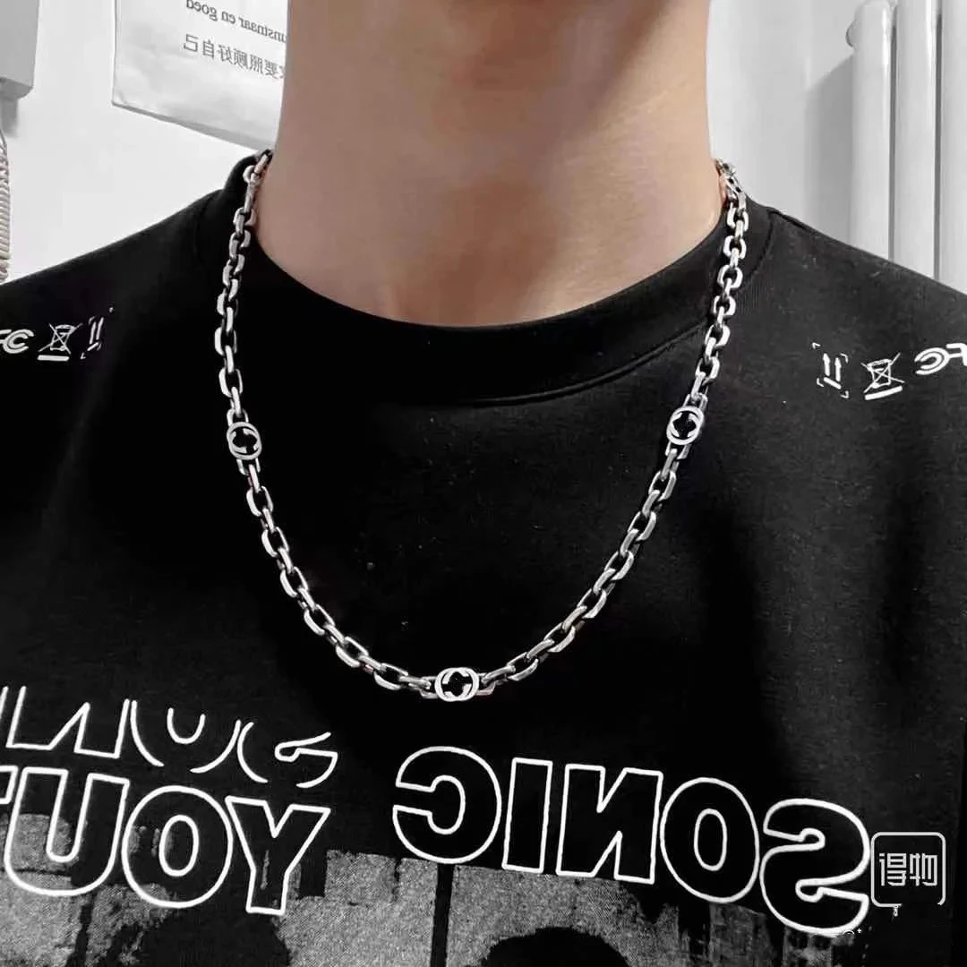 S925 Sterling Silver classic double g necklace fashion jewelry 1:1 sterling silver collar
S925 Sterling Silver classic double g necklace fashion jewelry 1:1 sterling silver collar