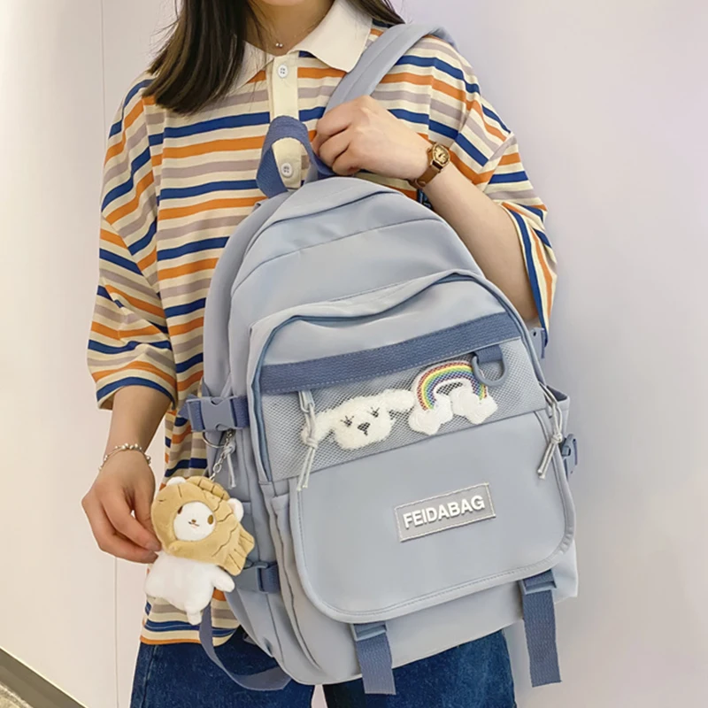 

EST 2021 New Kawaii Backpack For Women Schoolbag Female Shoulders Bagpack Girls Large Capacity Waterproof Nylon Mochilas Cute