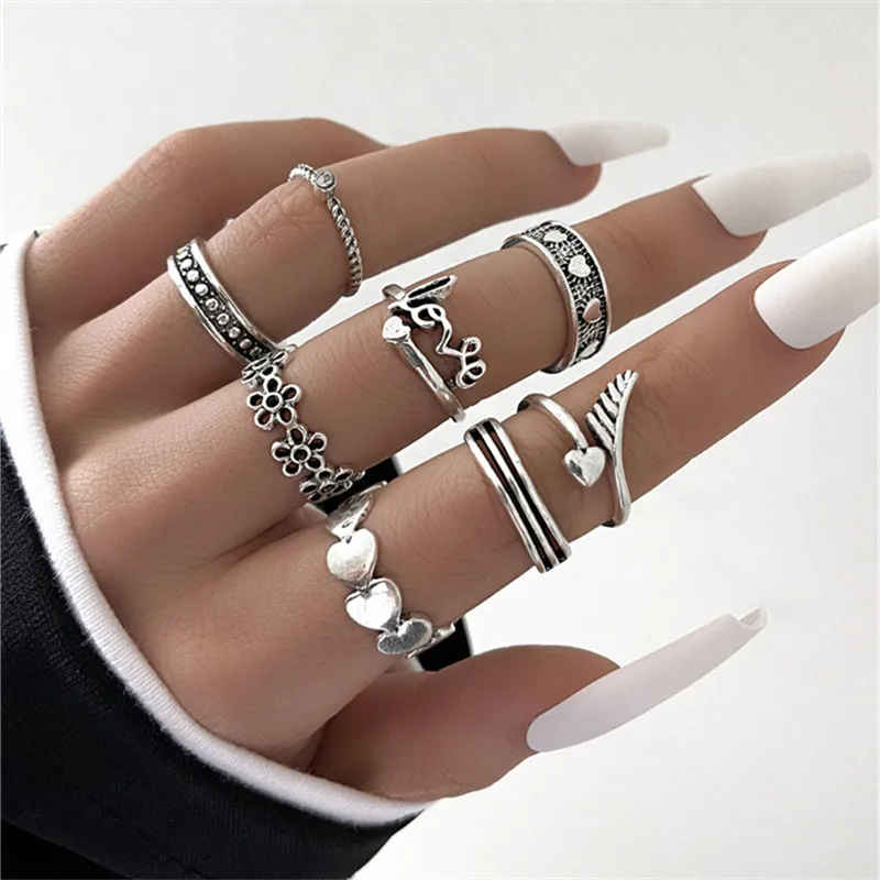 HI MAN 8 Pcs/Set Bohemian Romantic Couple Heart Arrow Flower LOVE Zircon Ring Women Wild Vintage Party Jewelry
HI MAN 8 Pcs/Set Bohemian Romantic Couple Heart Arrow Flower LOVE Zircon Ring Women Wild Vintage Party Jewelry