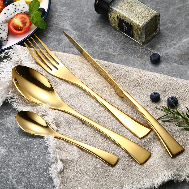 24 pieces / set gold plated tableware set 304 stainless steel tableware set knife fork spoon drop transport
24 pieces / set gold plated tableware set 304 stainless steel tableware set knife fork spoon drop transport