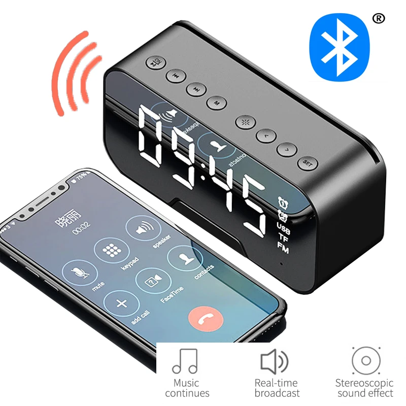 Electronic LED Alarm Clock Mirror Digital Display Wireless Bluetooth Speaker Alarm Clock With FM Radio Function Support TF
Electronic LED Alarm Clock Mirror Digital Display Wireless Bluetooth Speaker Alarm Clock With FM Radio Function Support TF