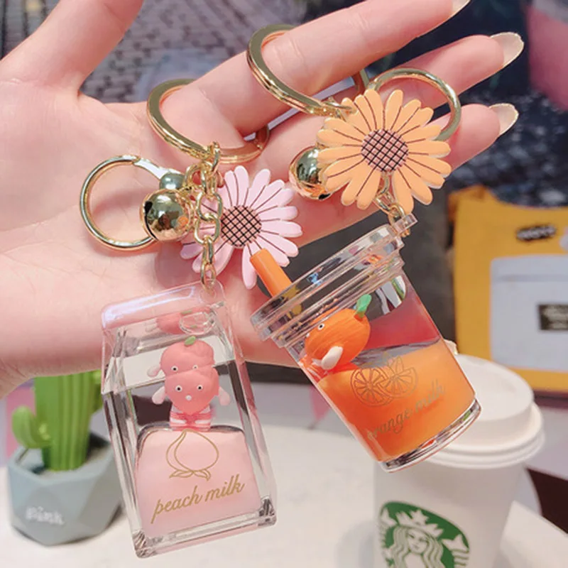 2020 Creative Cute Daisy Fruit Milk Bottle Keychain Floating Moving Liquid Quicksand Drift Bottle Keyring For Women Bag Pendant
2020 Creative Cute Daisy Fruit Milk Bottle Keychain Floating Moving Liquid Quicksand Drift Bottle Keyring For Women Bag Pendant