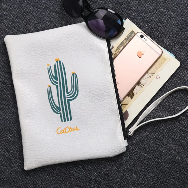 1 pcs black White cactus Waterproof PU Leather 27*20cm File Folder Document Filing pen Bag Stationery gift | Канцтовары для офиса