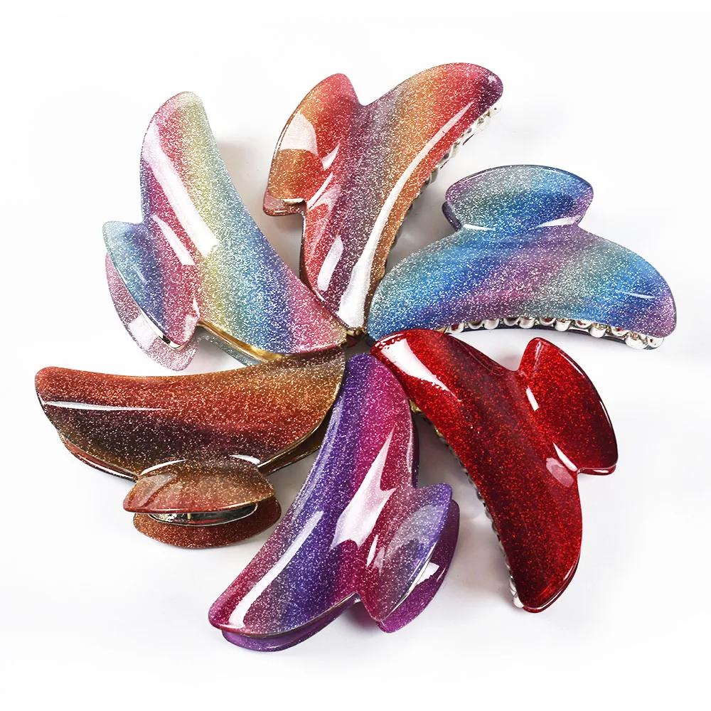 9cm Large Glitter Rainbow Acrylic Women Hair Claws Crab Clamps Simple Female Hair Clips Retro Make up Hairdress Styling Tool
9cm Large Glitter Rainbow Acrylic Women Hair Claws Crab Clamps Simple Female Hair Clips Retro Make up Hairdress Styling Tool