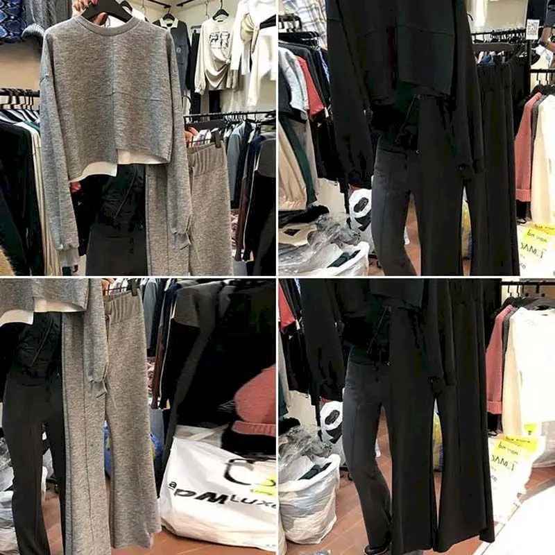 Two Piece Set Women Spring Autumn New High-waist Slim Short Long-sleeved Sweater Flared Pants Fashion Two-piece Suit Female Tren
Two Piece Set Women Spring Autumn New High-waist Slim Short Long-sleeved Sweater Flared Pants Fashion Two-piece Suit Female Tren