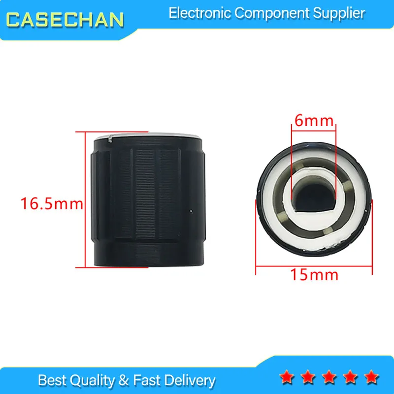 100pcs Potentiometer Cap 15mm*16.5mm Black Bright Edge Half Shaft Hole D-Shaped Inner Hole 6mm Aluminum Alloy Knob
100pcs Potentiometer Cap 15mm*16.5mm Black Bright Edge Half Shaft Hole D-Shaped Inner Hole 6mm Aluminum Alloy Knob