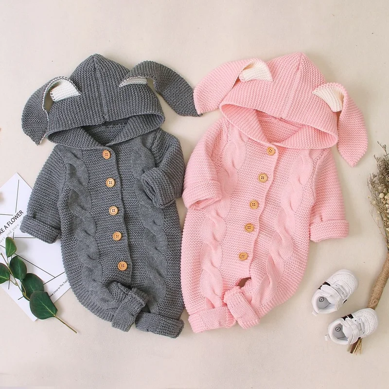 Cute Baby Boys Girls Ear Hooded Knitted Rompers Long Sleeve Jumpsuits Clothes for Newborn Infant
Cute Baby Boys Girls Ear Hooded Knitted Rompers Long Sleeve Jumpsuits Clothes for Newborn Infant