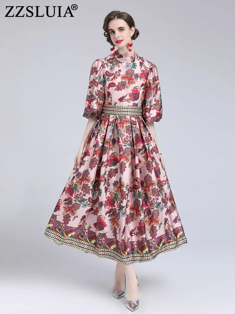 ZZSLUIA Vintage Long Dresses For Women Printed Draped Designer Slim Elegant Dress Fashion Half Sleeve One Piece Female Clothing
ZZSLUIA Vintage Long Dresses For Women Printed Draped Designer Slim Elegant Dress Fashion Half Sleeve One Piece Female Clothing