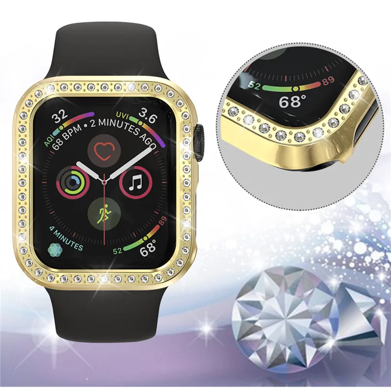PC Алмазный чехол для Apple Watch 4 крышка 44 мм 40 пластиковый защитный рамка iWatch серии