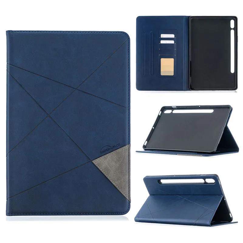 

Business Splicing Leather Case For Samsung Galaxy Tab S7 2020 SM-T870 SM-T875 11 inch With Card Slots Shockproof Cover