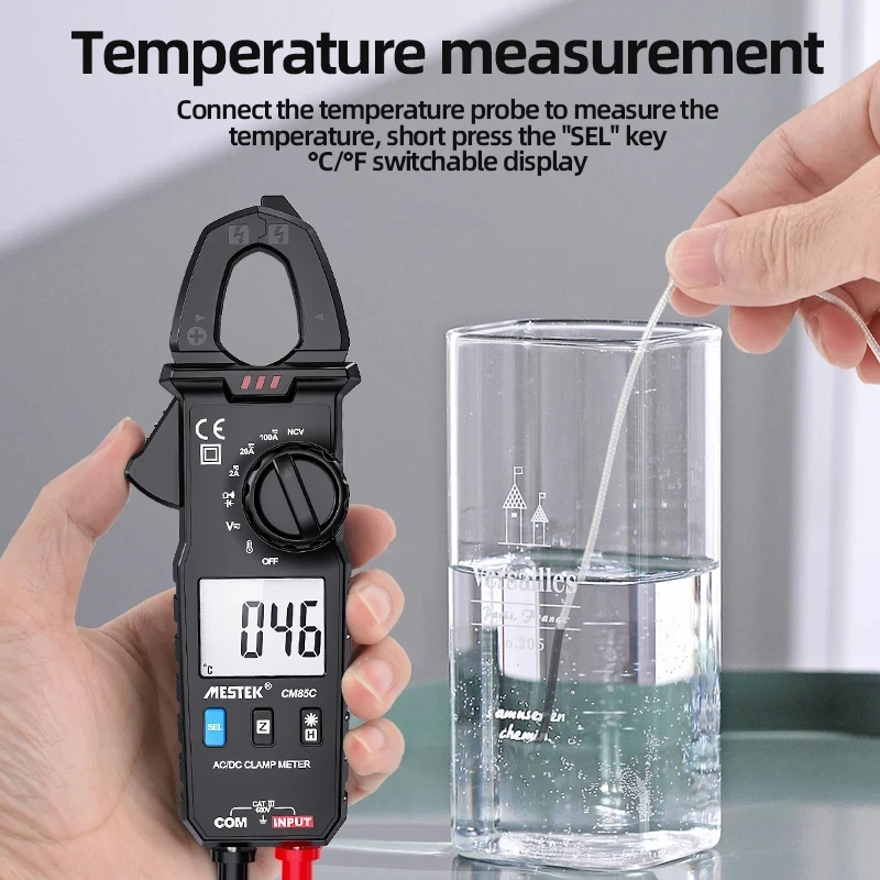 Clamp Meter Auto Range 100A 600V NCV High Precision Non-Contact Protable Clamp Meter Send Temperature Probe And Clip
Clamp Meter Auto Range 100A 600V NCV High Precision Non-Contact Protable Clamp Meter Send Temperature Probe And Clip