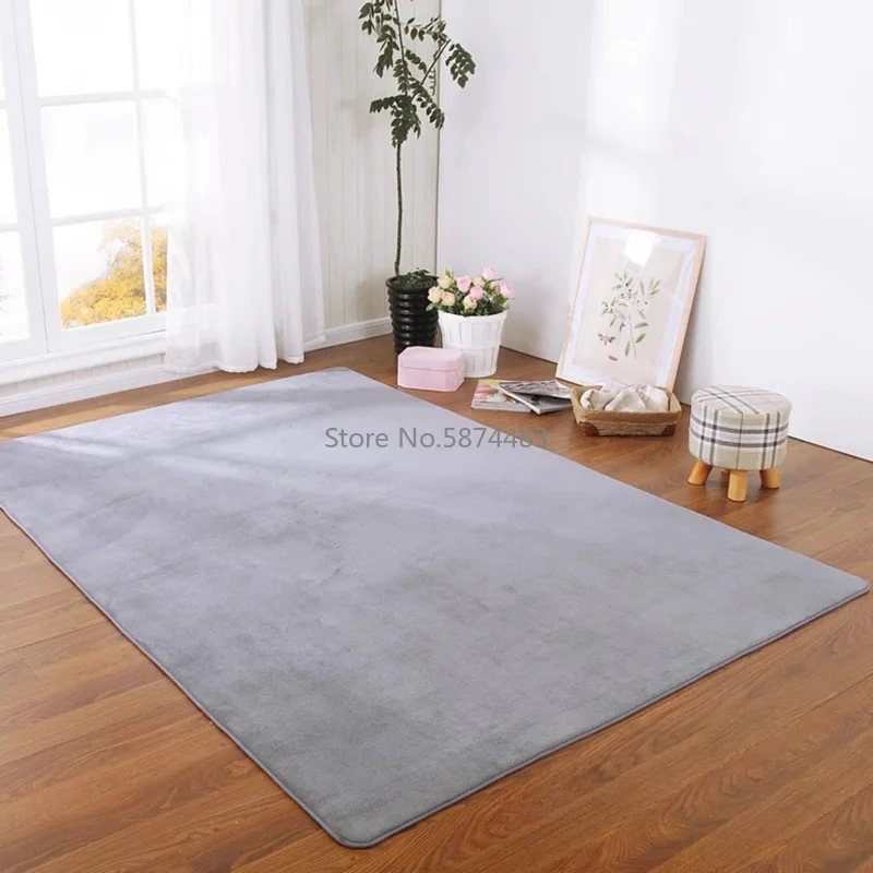 

Solid Carpet Rugs Thick Coral Velvet Carpet Modern Living Room Area Carpet Bedroom Bedside Rug Tatami Crawling Mat