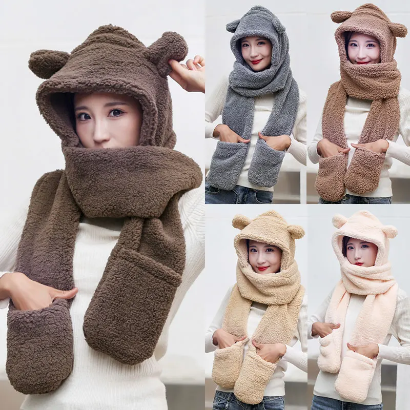 Hot Sale Winter Warm Hat Scarf Gloves Set For Women Girls Thick Woolen Thread Scarf With Mittens Cute Bear Ear Hats Kawaii
Hot Sale Winter Warm Hat Scarf Gloves Set For Women Girls Thick Woolen Thread Scarf With Mittens Cute Bear Ear Hats Kawaii