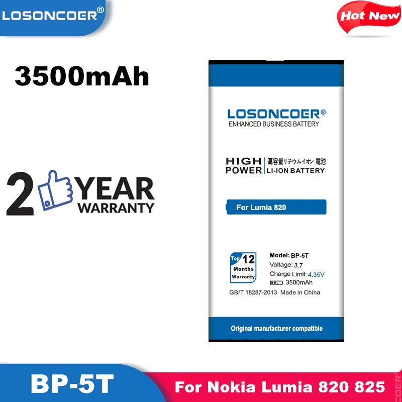 Аккумулятор LOSONCOER 3500 мАч BP 5T BP5T высокое качество для Nokia Lumia 820 820T стрелка 825 RM 878