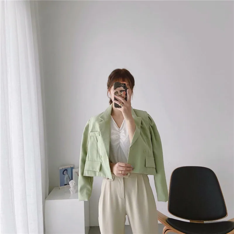TMODA433 Za Women 2020 Fashion Double Breasted Cropped Green Blazer Coat Vintage Puff Long Sleeve Pockets Outerwear Chic Top
TMODA433 Za Women 2020 Fashion Double Breasted Cropped Green Blazer Coat Vintage Puff Long Sleeve Pockets Outerwear Chic Top