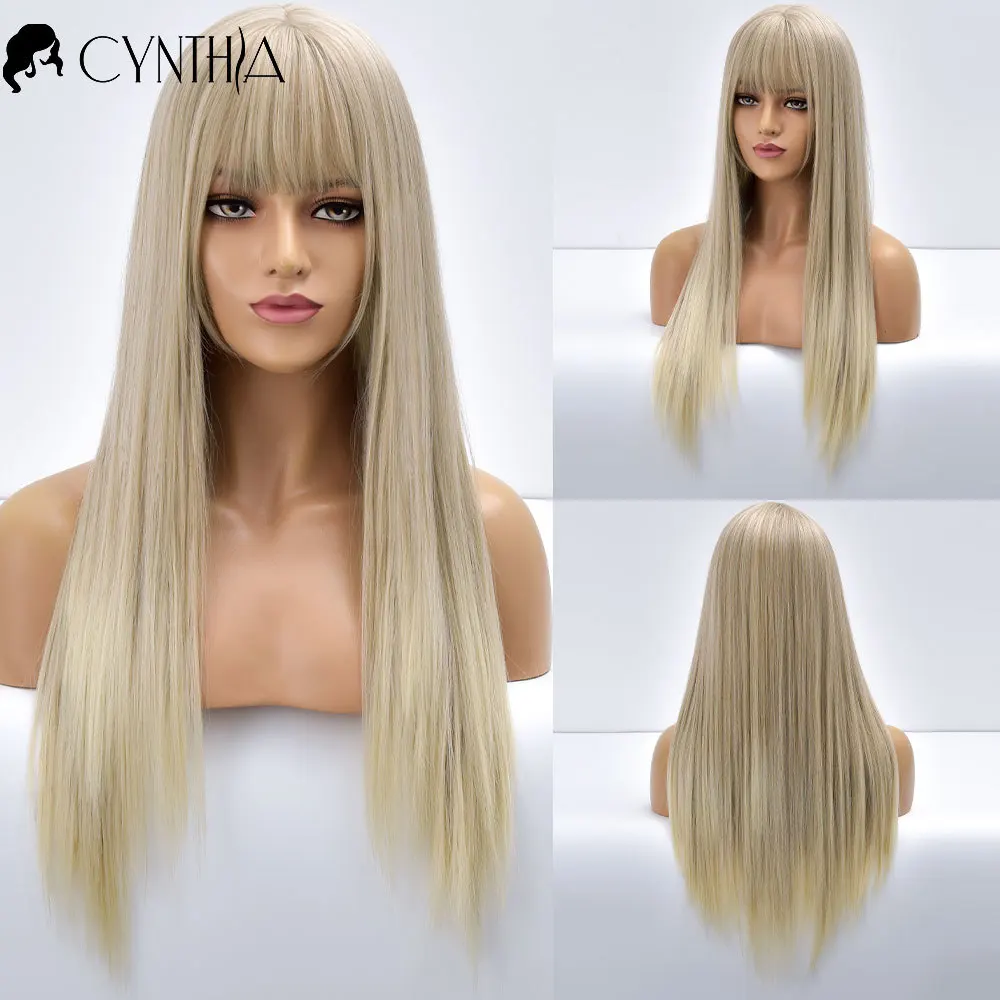 Blonde Long Straight Synthetic Wigs For Black White Women With Bangs Daily Ombre Heat Resistant Gold Colorful Fiber Wig
Blonde Long Straight Synthetic Wigs For Black White Women With Bangs Daily Ombre Heat Resistant Gold Colorful Fiber Wig