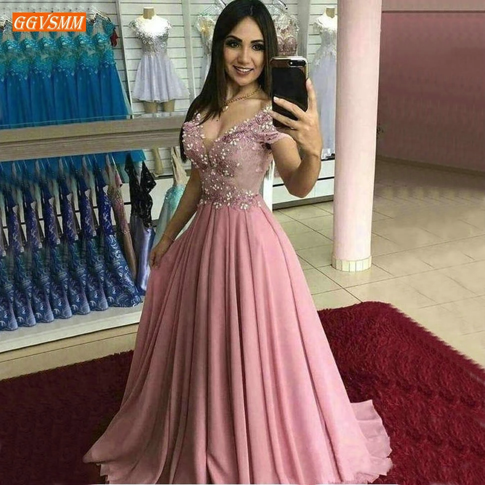 Fashionable Boho Hot Pink Evening Dresses Off shoulder Pearls Lace Applique A-Line Evening Gowns Long Chiffon Women Formal Dress
Fashionable Boho Hot Pink Evening Dresses Off shoulder Pearls Lace Applique A-Line Evening Gowns Long Chiffon Women Formal Dress