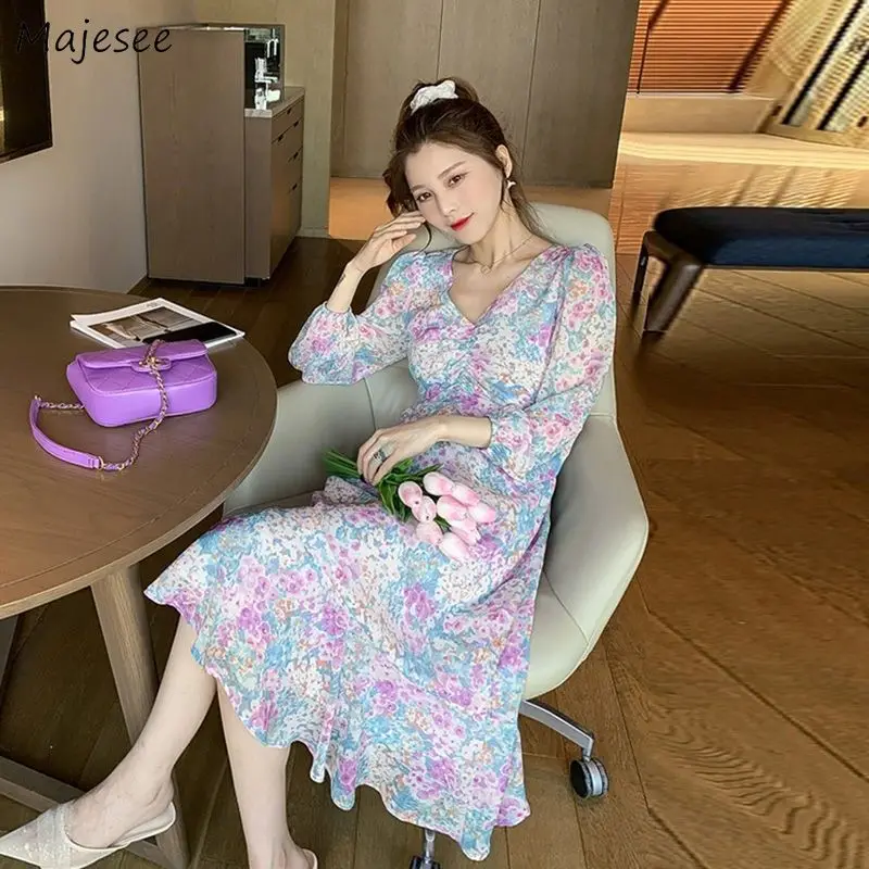 Three Quarter Lantern Sleeve Dress Women Floral Mid-calf Korean Sweet Style Lovely Vintage Ladies Slim Loose Leisure All-match
Three Quarter Lantern Sleeve Dress Women Floral Mid-calf Korean Sweet Style Lovely Vintage Ladies Slim Loose Leisure All-match