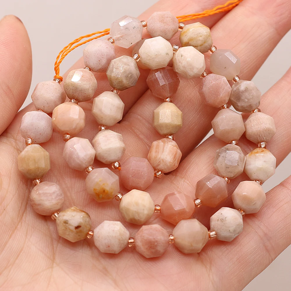 

New Natural Sun Stone Temperament Beaded Exquisite Olive Shape Faceted Energy Column Beads For DIY Jewelry Making Bracelet 8mm