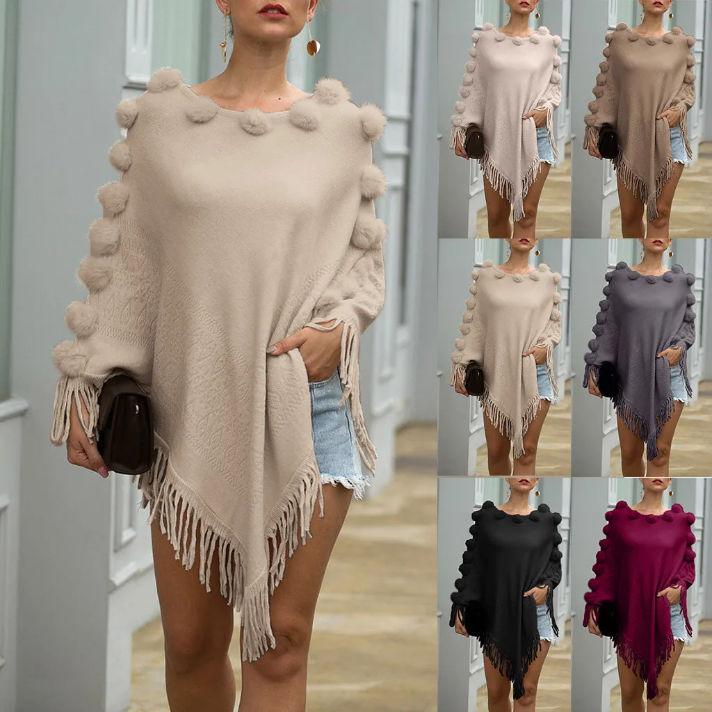 Vogue Women Cape Shawl Curled Collar Ruffled Hem Sweater Female O Collar Loose Sweaters Knitting Pullover Nice Autumn Winter 
Vogue Women Cape Shawl Curled Collar Ruffled Hem Sweater Female O Collar Loose Sweaters Knitting Pullover Nice Autumn Winter