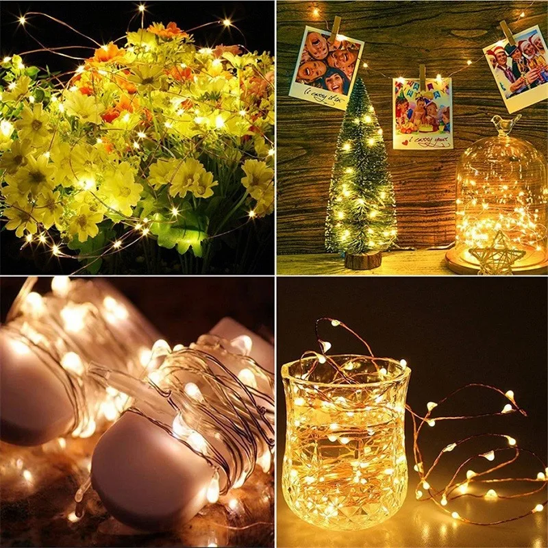 1PC 2/5/10M Copper Wire LED String lights Holiday lighting Fairy Garland For Christmas Tree Wedding Party Decoration Lamp CR2032 | Лампы и