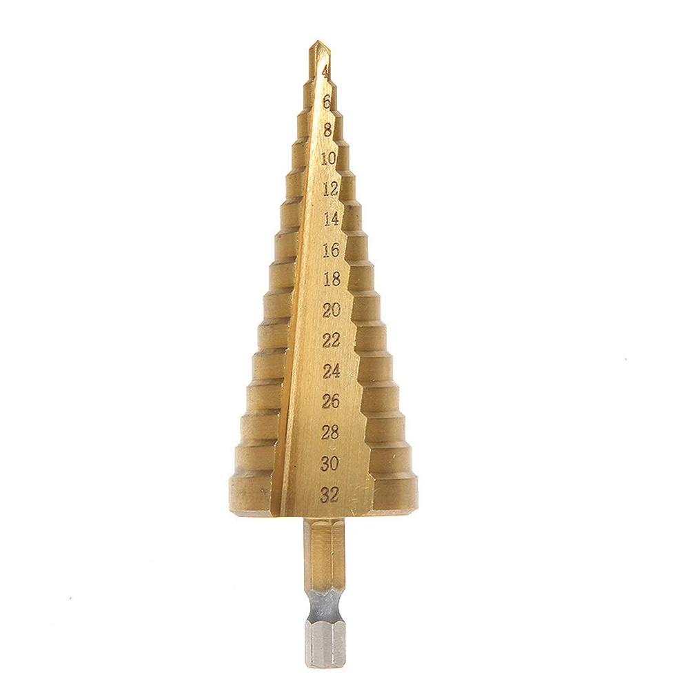 HSS4241 Cone Shape Hex Step Drill Bit Drilling 4-32mm For Sheet Metal Tool Durable Practical Hole Cutting Titanium High Speed
HSS4241 Cone Shape Hex Step Drill Bit Drilling 4-32mm For Sheet Metal Tool Durable Practical Hole Cutting Titanium High Speed