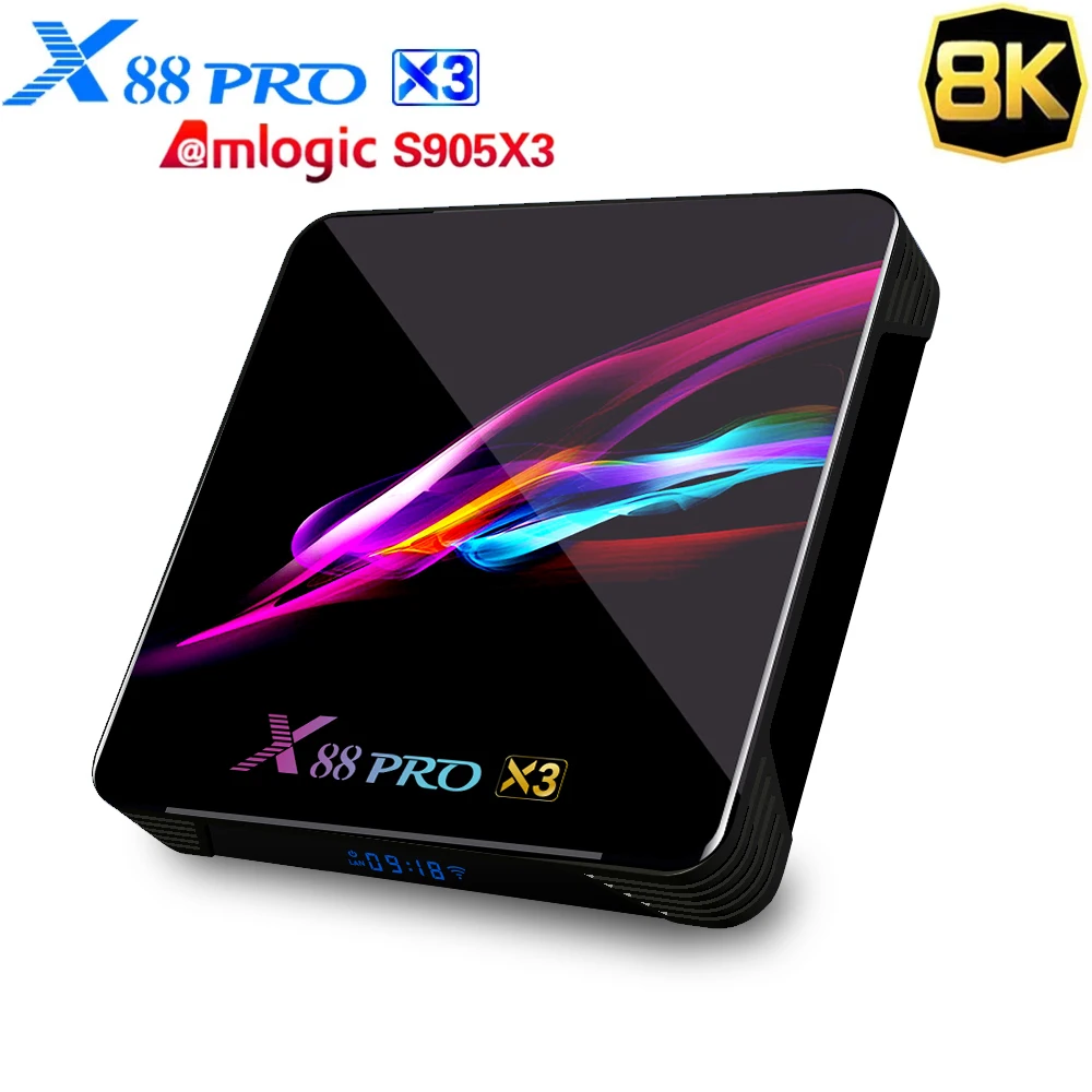X88 PRO X3 Android 9.0 TV Box Amlogic S905X3 Quad core Dual Wifi 4K 4GB 16GB 4GB 128GB Set Top Box Google media player YouTube
X88 PRO X3 Android 9.0 TV Box Amlogic S905X3 Quad core Dual Wifi 4K 4GB 16GB 4GB 128GB Set Top Box Google media player YouTube