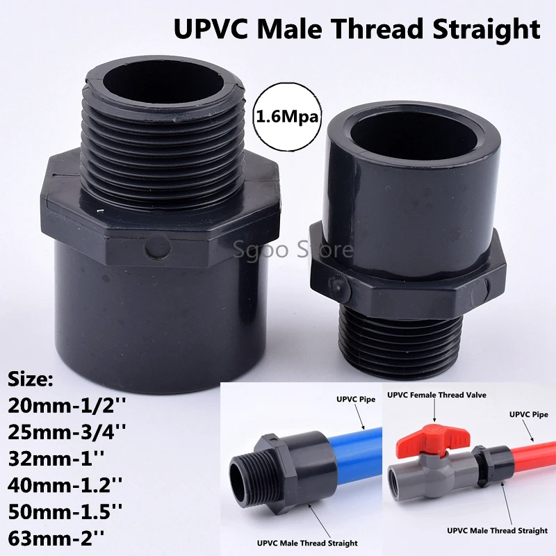 1/2"To 2" UPVC Male Thread Straight Connectors Water Pipe Quick Equal Connector Garden Irrigation Aquarium Water Supply Pipe
1/2"To 2" UPVC Male Thread Straight Connectors Water Pipe Quick Equal Connector Garden Irrigation Aquarium Water Supply Pipe