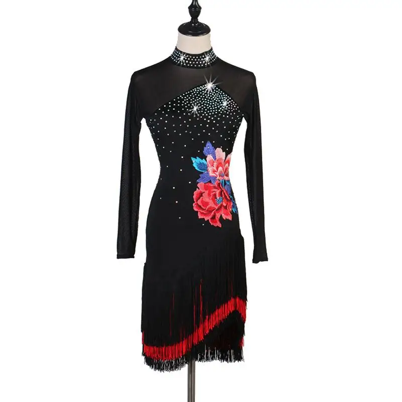 Custom Long Sleeve Lace Tassel Embroidery Latin Dance Dress Women Tango Salsa Samba Rumba Fringe Competition Performance Dresses
Custom Long Sleeve Lace Tassel Embroidery Latin Dance Dress Women Tango Salsa Samba Rumba Fringe Competition Performance Dresses