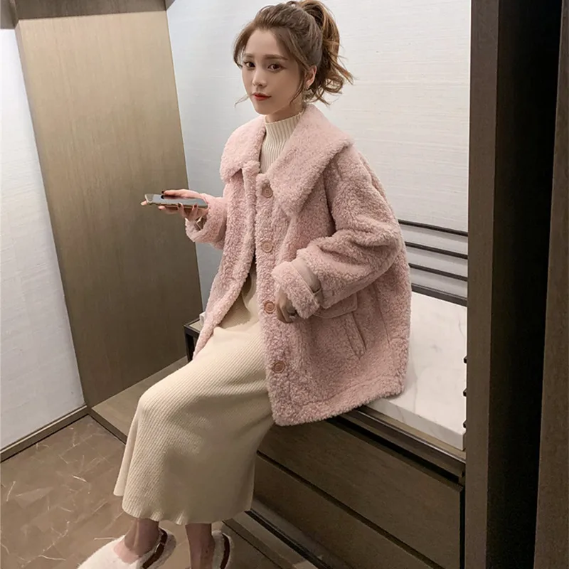 Autumn Women Faux lambswool Korean Doll Collar Winter Coat 2020 Female Short Thick Fleece Warm Sheepskin Jackets Loose Outwear
Autumn Women Faux lambswool Korean Doll Collar Winter Coat 2020 Female Short Thick Fleece Warm Sheepskin Jackets Loose Outwear