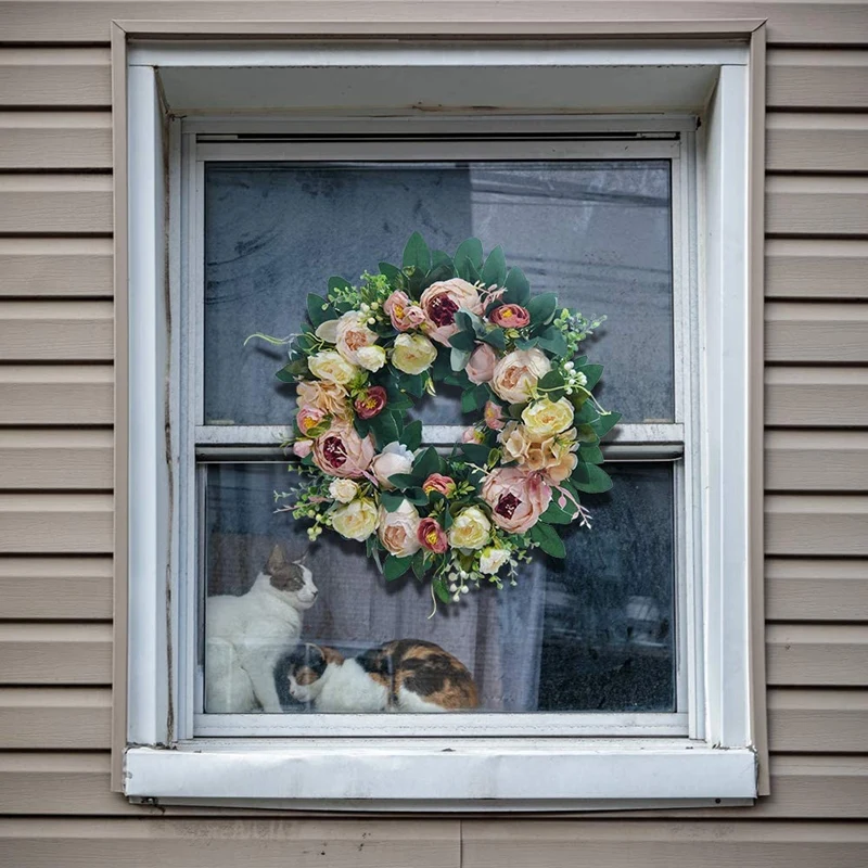 Front Door Wreath Round Silky Artificial Peony Floral Wreath Home Decor for Window Wall Christmas Festival 15 Inch
Front Door Wreath Round Silky Artificial Peony Floral Wreath Home Decor for Window Wall Christmas Festival 15 Inch