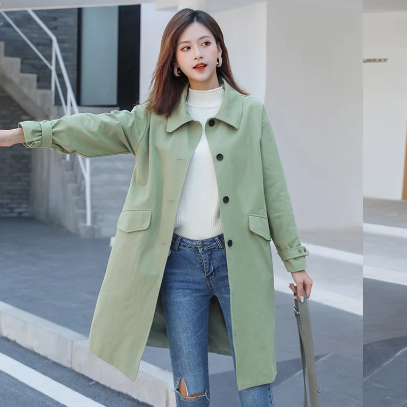 Women's solid color lapel pocket button spring and autumn plus size windbreaker jacket loose thin mid-length coat women
Women's solid color lapel pocket button spring and autumn plus size windbreaker jacket loose thin mid-length coat women