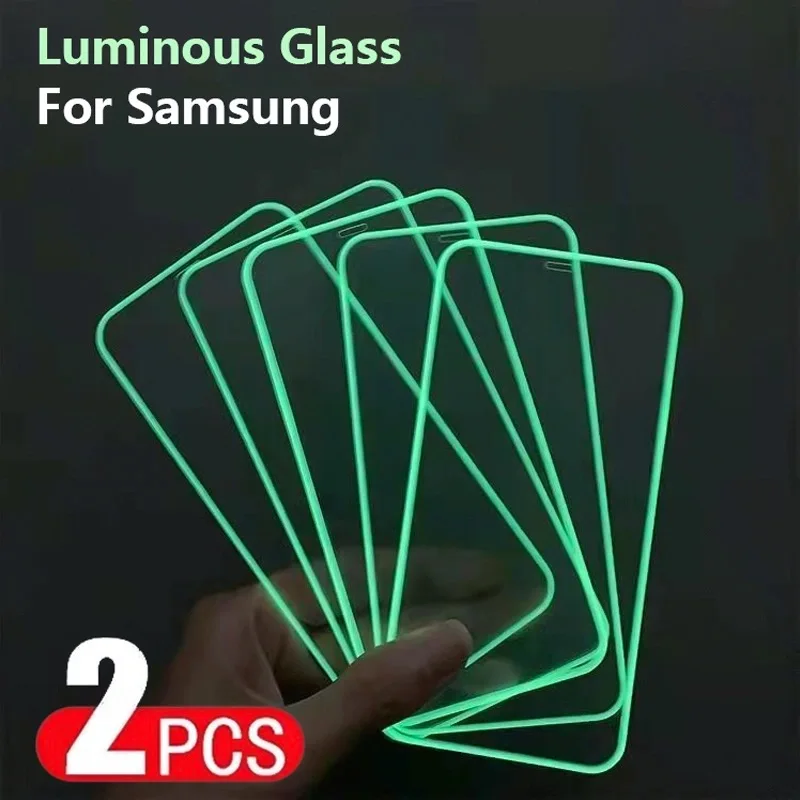 

2Pcs Luminous Tempered Glass For Samsung Galaxy A50 A70 A51 A71 A30 A20 A10 Glowing Screen Protector For Samsung A52 A72 Glass
