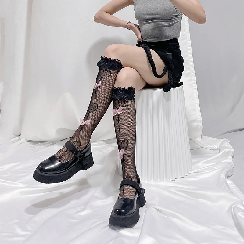 Women's summer new products cute lollipop lace pink purple bow decoration fishnet socks
Women's summer new products cute lollipop lace pink purple bow decoration fishnet socks
