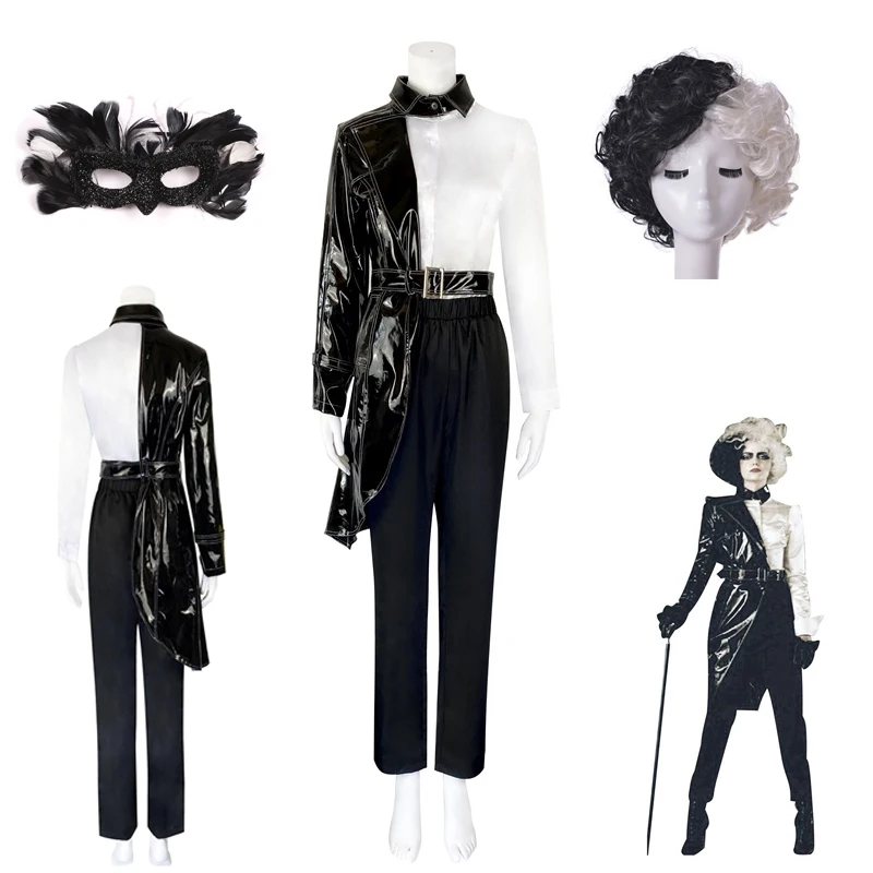 Костюмы для косплея Cruella, черные и белые костюмы униформы, кожаная куртка, Женский костюм Cruella De Vil для ролевых игр на Хэллоуин
Костюмы для косплея Cruella, черные и белые костюмы униформы, кожаная куртка, Женский костюм Cruella De Vil для ролевых игр на Хэллоуин